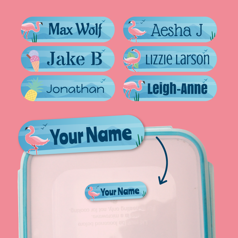 Deluxe Stick On Flamingo Labels