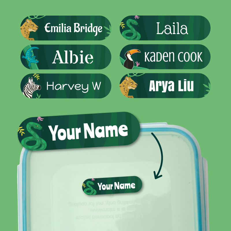 Deluxe Stick On Jungle Labels