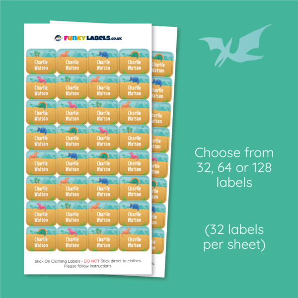 Deluxe Stick On Dinosaur Clothing Name Labels - Image 4