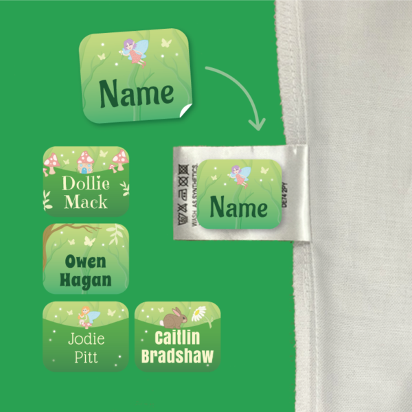 Deluxe Stick On Enchanted Forest Clothing Name Labels