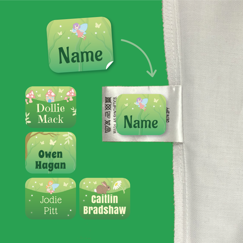 Deluxe Stick On Enchanted Forest Clothing Name Labels