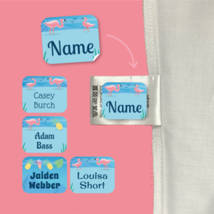 Deluxe Stick On Flamingo Clothing Name Labels
