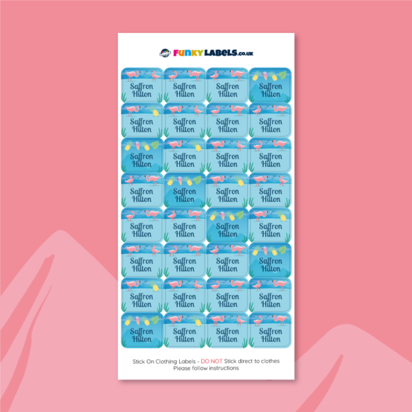 Deluxe Stick On Flamingo Clothing Name Labels - Image 2