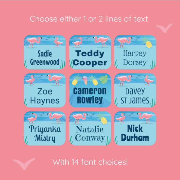 Deluxe Stick On Flamingo Clothing Name Labels - Image 3