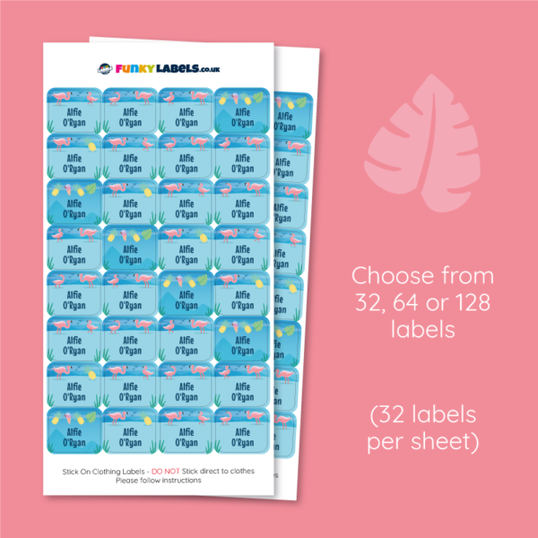 Deluxe Stick On Flamingo Clothing Name Labels - Image 4