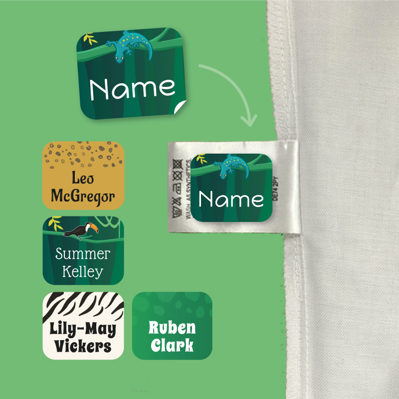 Deluxe Stick On Jungle Clothing Name Labels