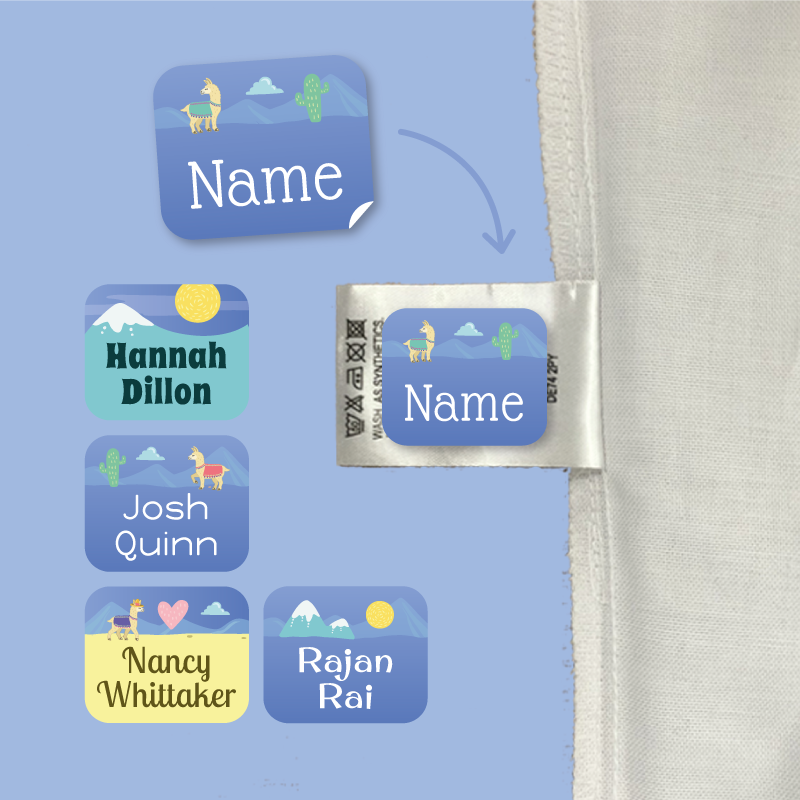 Deluxe Stick On Llama Clothing Name Labels