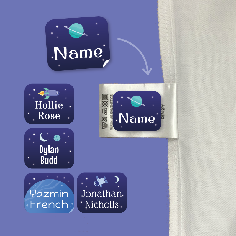 Deluxe Stick On Space Clothing Name Labels