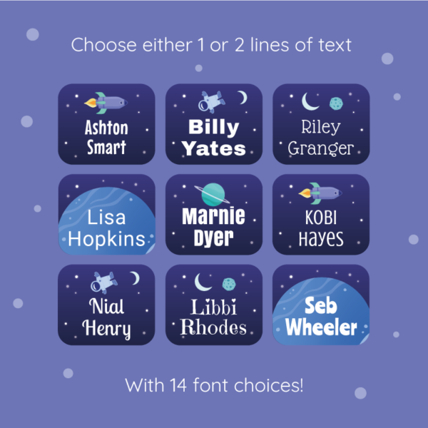 Deluxe Stick On Space Clothing Name Labels - Image 3