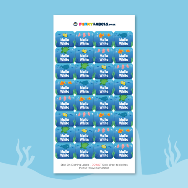 Deluxe Stick On Under The Sea Clothing Name Labels - Image 2