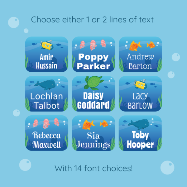 Deluxe Stick On Under The Sea Clothing Name Labels - Image 3