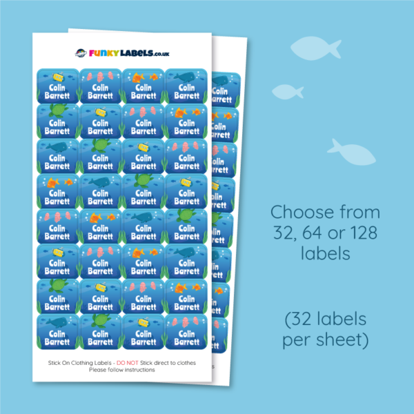 Deluxe Stick On Under The Sea Clothing Name Labels - Image 4