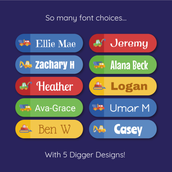 Digger Personalised Name Stickers - Image 2