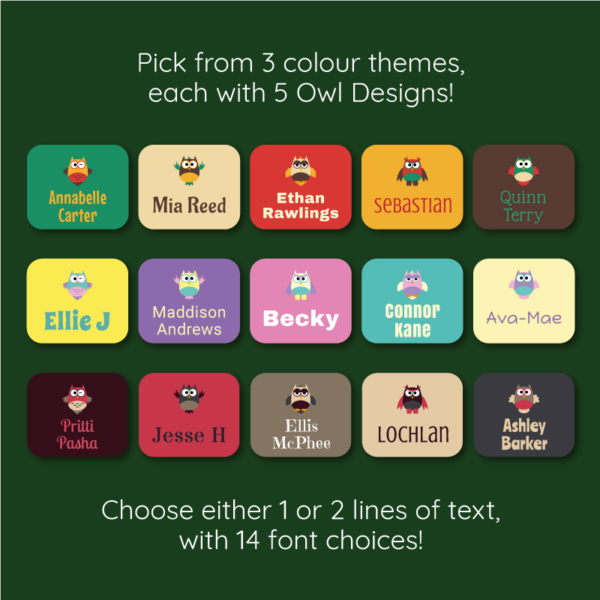 Stick On Owl Clothing Name Labels - Image 3