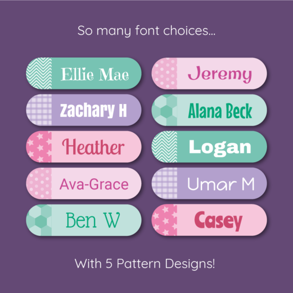 Pattern Personalised Name Stickers - Image 2