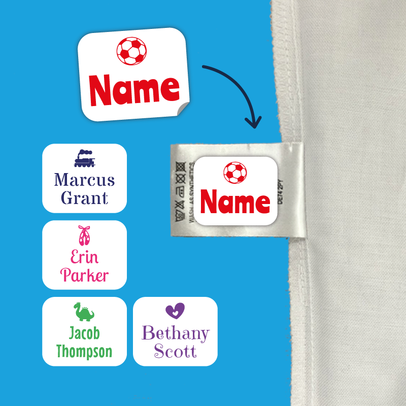 Funky name labels applied to clothing
