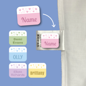 Stick On Heart Clothing Name Labels