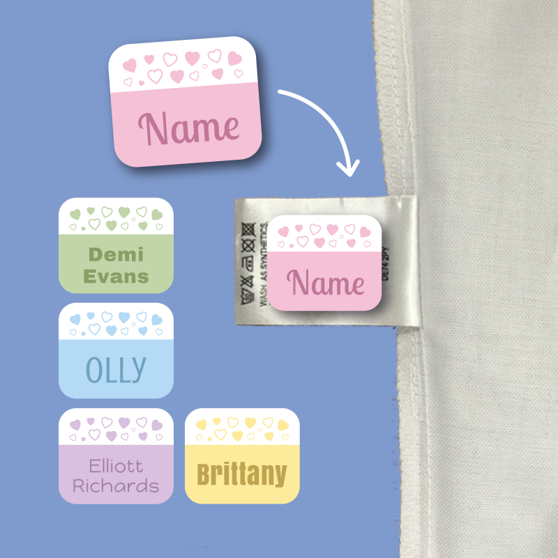 Stick On Heart Clothing Name Labels