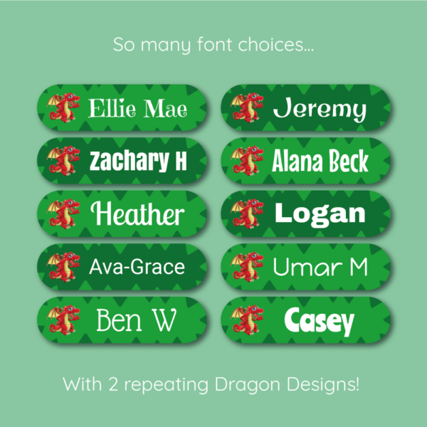 Dragon Personalised Name Stickers - Image 2