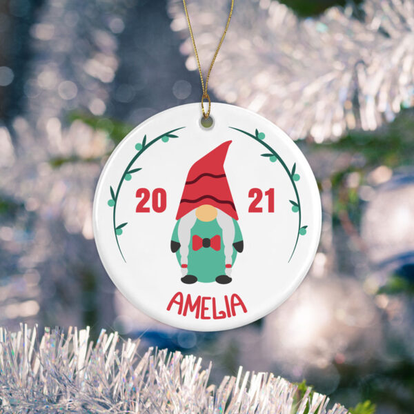 Personalised Gnome Christmas Decoration - Candy Cane Theme - Image 3
