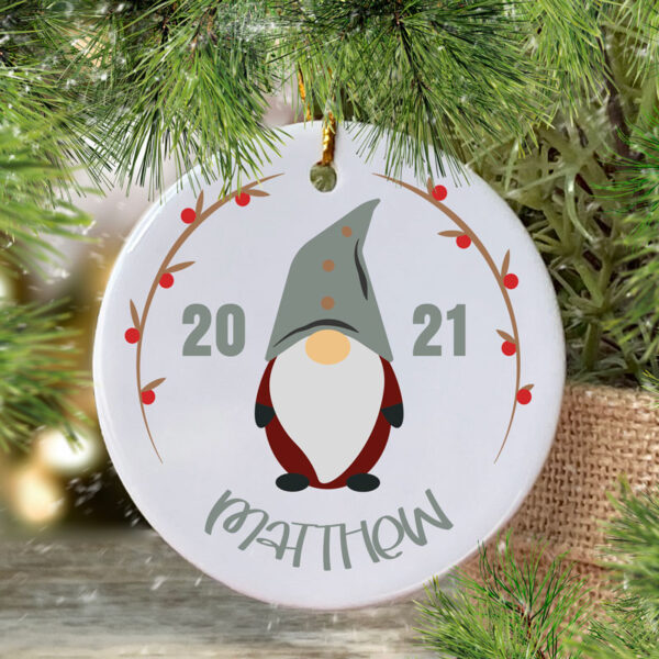 Personalised Gnome Christmas Decoration - Modern Theme - Image 2