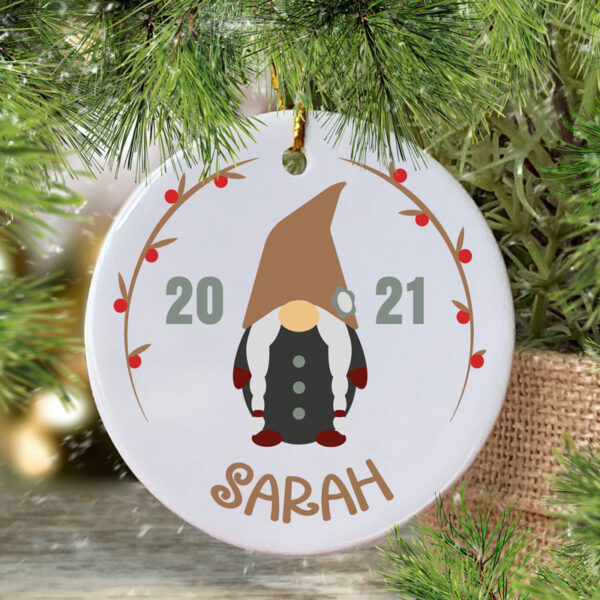 Personalised Gnome Christmas Decoration - Modern Theme - Image 3
