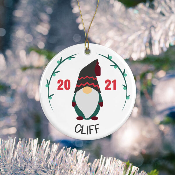 Personalised Gnome Christmas Decoration - Candy Cane Theme - Image 2