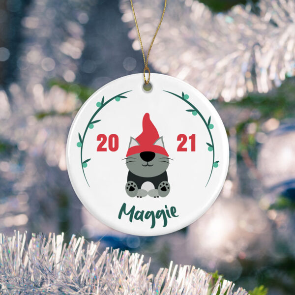 Personalised Gnome Christmas Decoration - Candy Cane Theme - Image 5