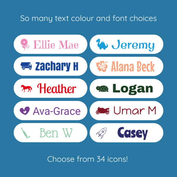 Stick On White Personalised Labels with Icon - Image 2