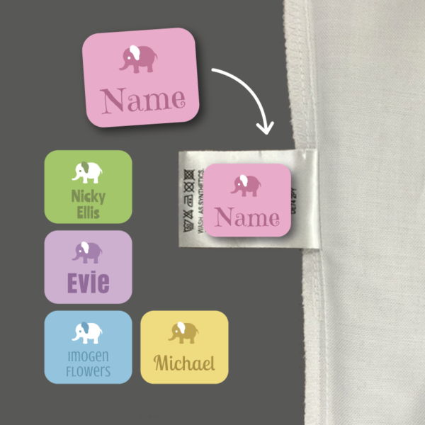 Baby Elephant Name Stickers for Clothes