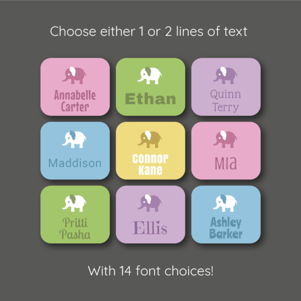 Baby Elephant Name Stickers for Clothes - Image 2