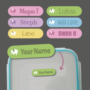 Stick On Baby Elephant Name Label Stickers