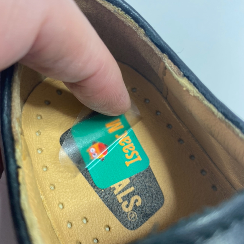 Close up of personalised shoe stickers