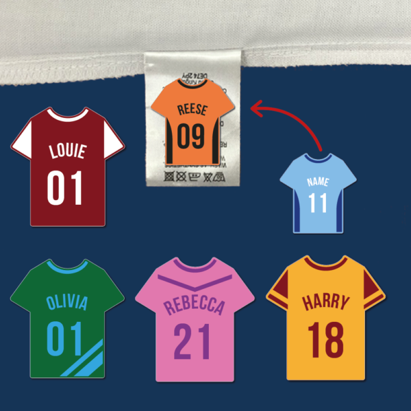 Stick On Football Shirt Clothing Labels