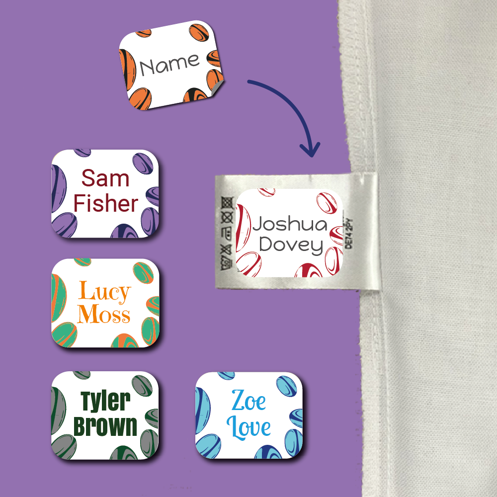 Rugby personalised name labels for clothing