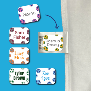 Team Football name labels applied to clothing