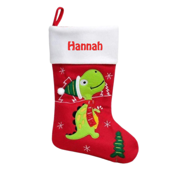 Embroidered Dinosaur Christmas Stocking - Image 2