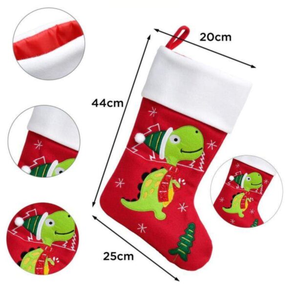 Embroidered Dinosaur Christmas Stocking - Image 4